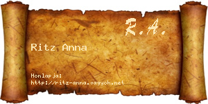 Ritz Anna névjegykártya